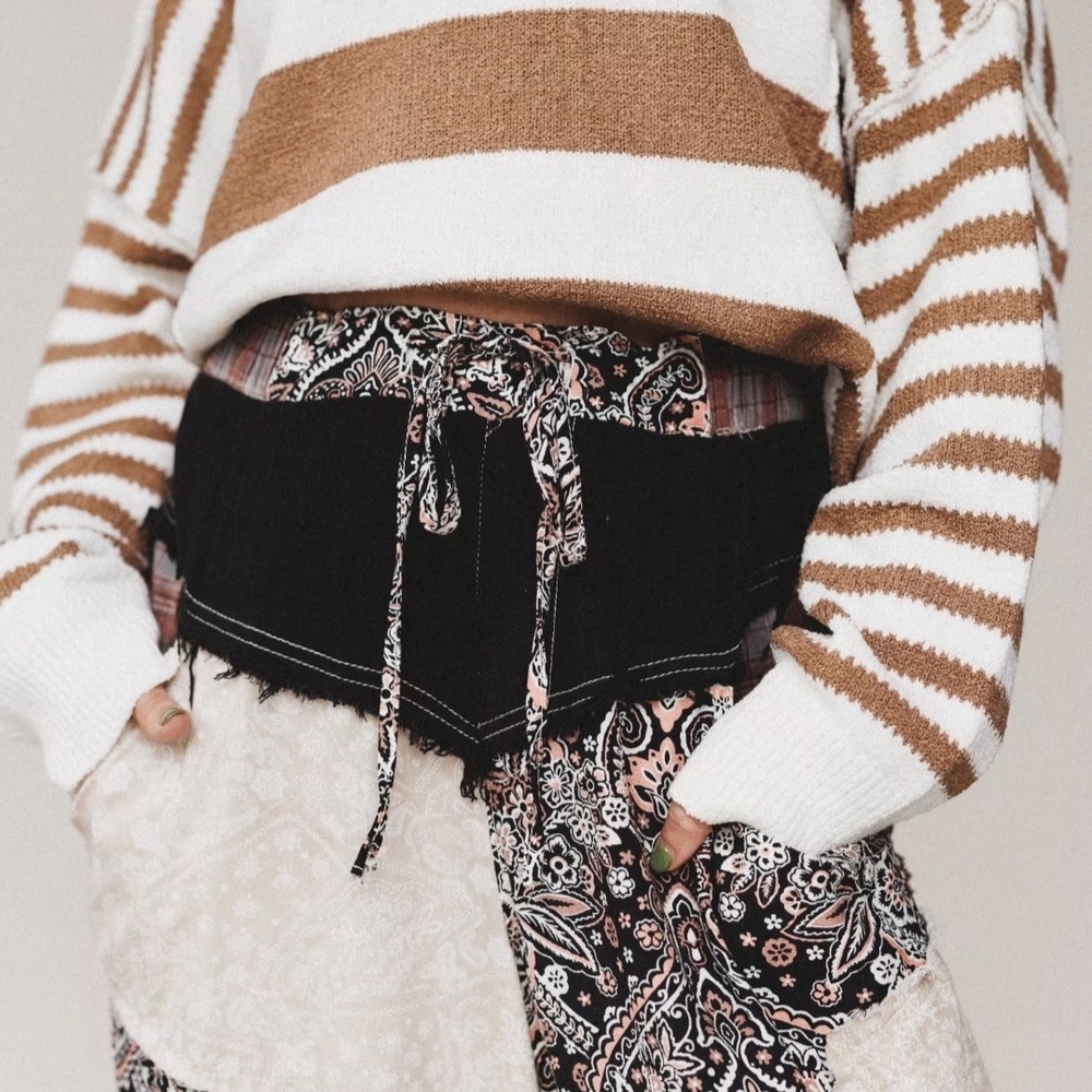 POL Black, Brown & Cream Patchwork Jogger Pants - Picture 5 of 13